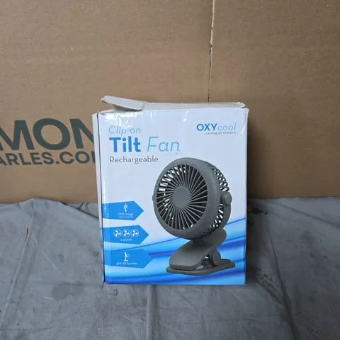 OXYCOOL CLIP-ON TILT FAN – RECHARGEABLE USB 