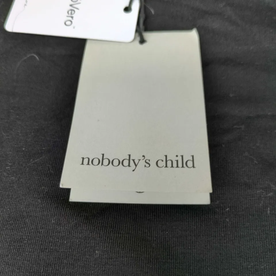 NOBODY'S CHILD RUCHED JERSEY TOP - BLACK - UK14 (EU42)