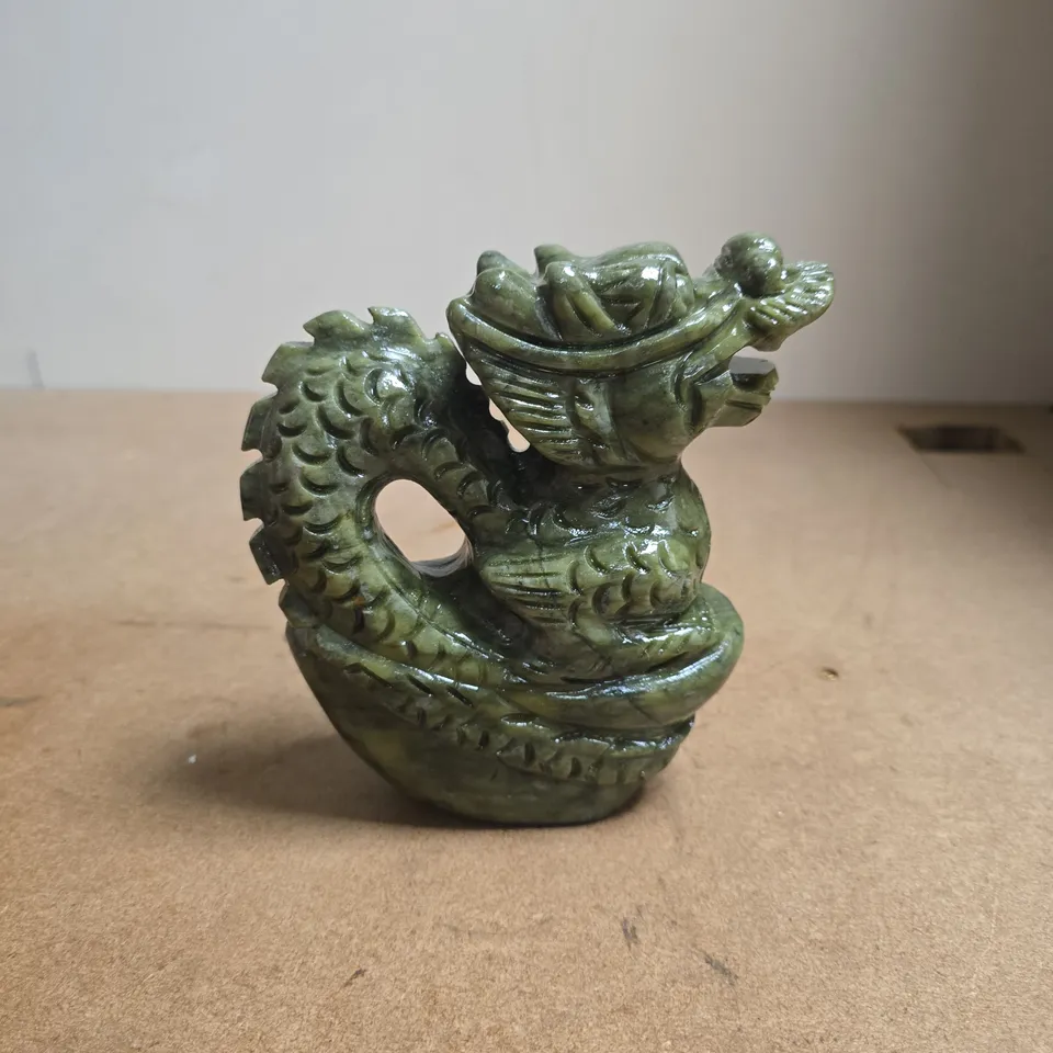 JADE EFFECT GREEN CELADON DRAGON FIGURINE