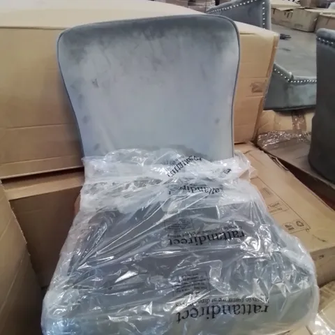 BOXED UPHOLSTERED DINING CHAIR GREY VELVET