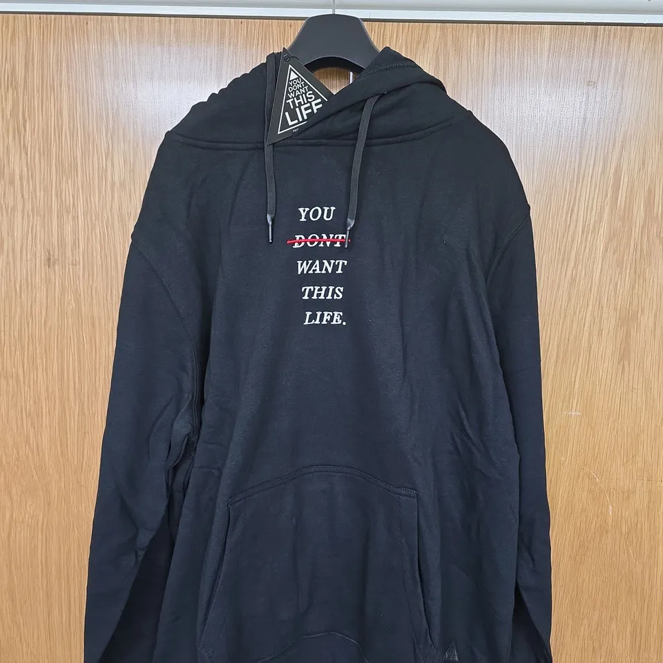 BAGGED YOU DONT WANT THIS LIFE BLACK REDLINE HOODIE - SIZE XL