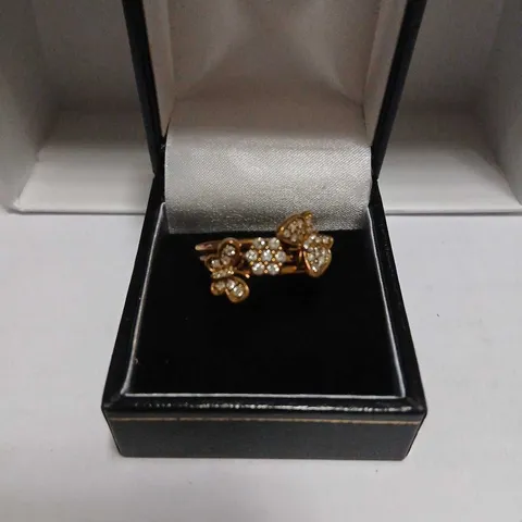 0.33CT DIAMOND BUTTERFLIES & FLOWER CLUSTER RING 9CT GOLD