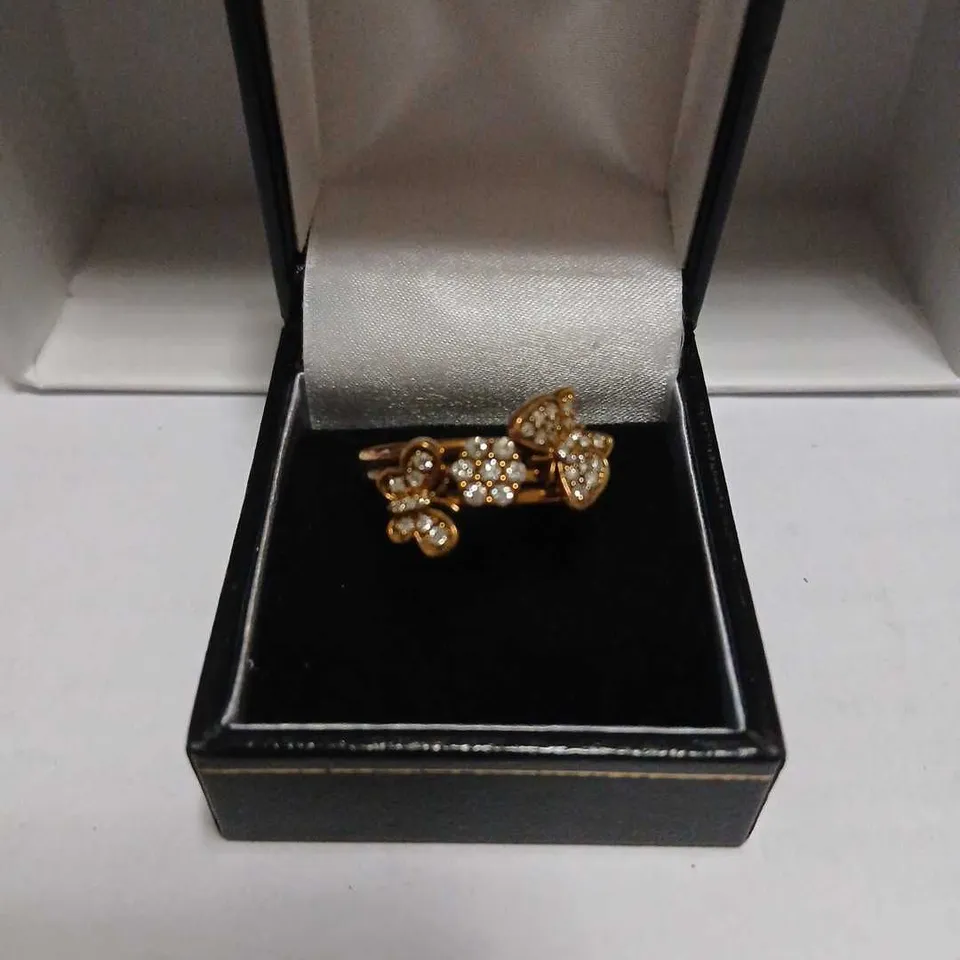 0.33CT DIAMOND BUTTERFLIES & FLOWER CLUSTER RING 9CT GOLD