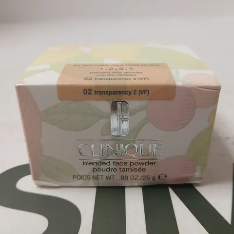 SEALED CLINIQUE BLENDED FACE POWDER 25G #02 TRANSPARENCY 