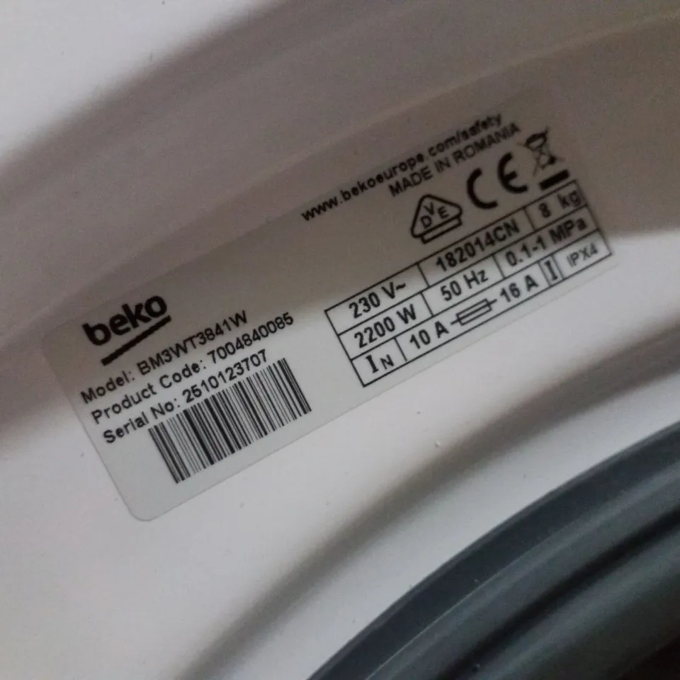 BEKO BM3WT3841W 8KG WASH, 1400 SPIN WASHING MACHINE - WHITE - A RATED