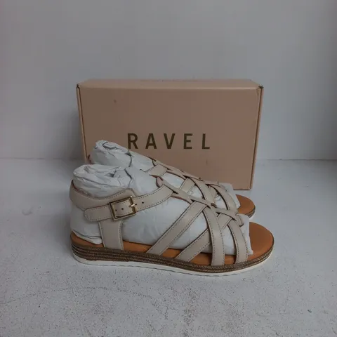 RAVEL BEIGE LEATHER SANDALS – UK 6 (EUR 39) 