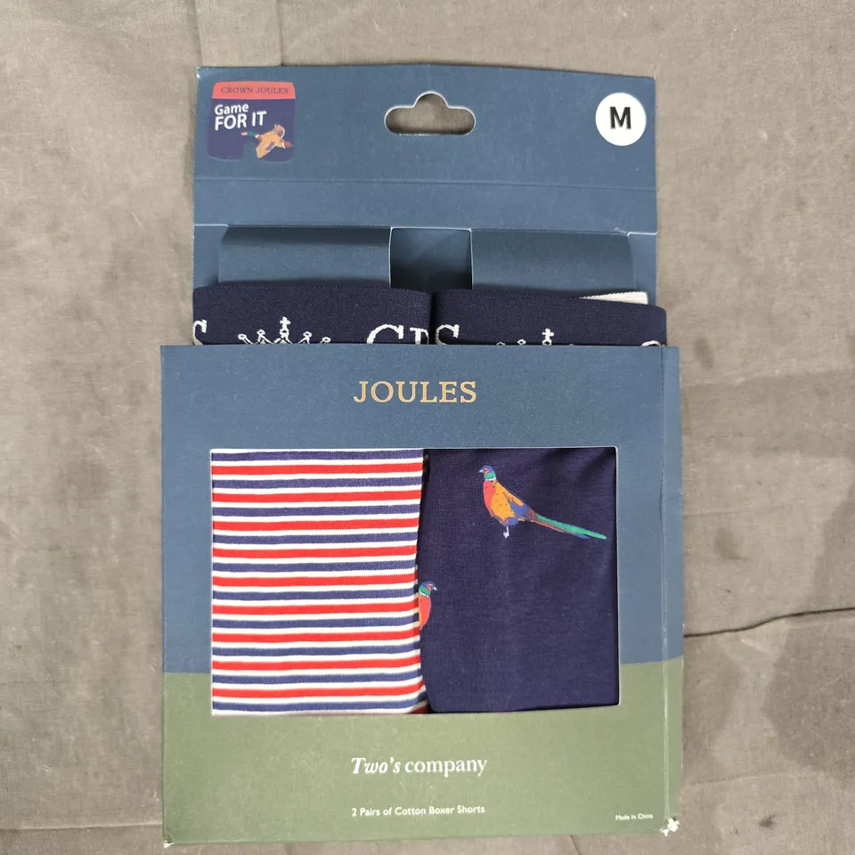 JOULES TWO'S COMPANY - 2 PAIRS OF COTTON BOXER SHORTS SIZE MEDIUM