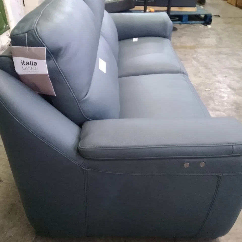 QUALITY ITALIAN DESIGNER PARMA NEW ELECTRIC RECLINER 3 SEATER SOFA - GREY LEATHER 