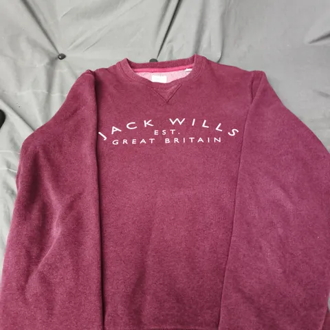 JACK WILLS BURGUNDY SWEATSHIRT – LOGO CHEST PRINT SIZE UNSPECIFIED