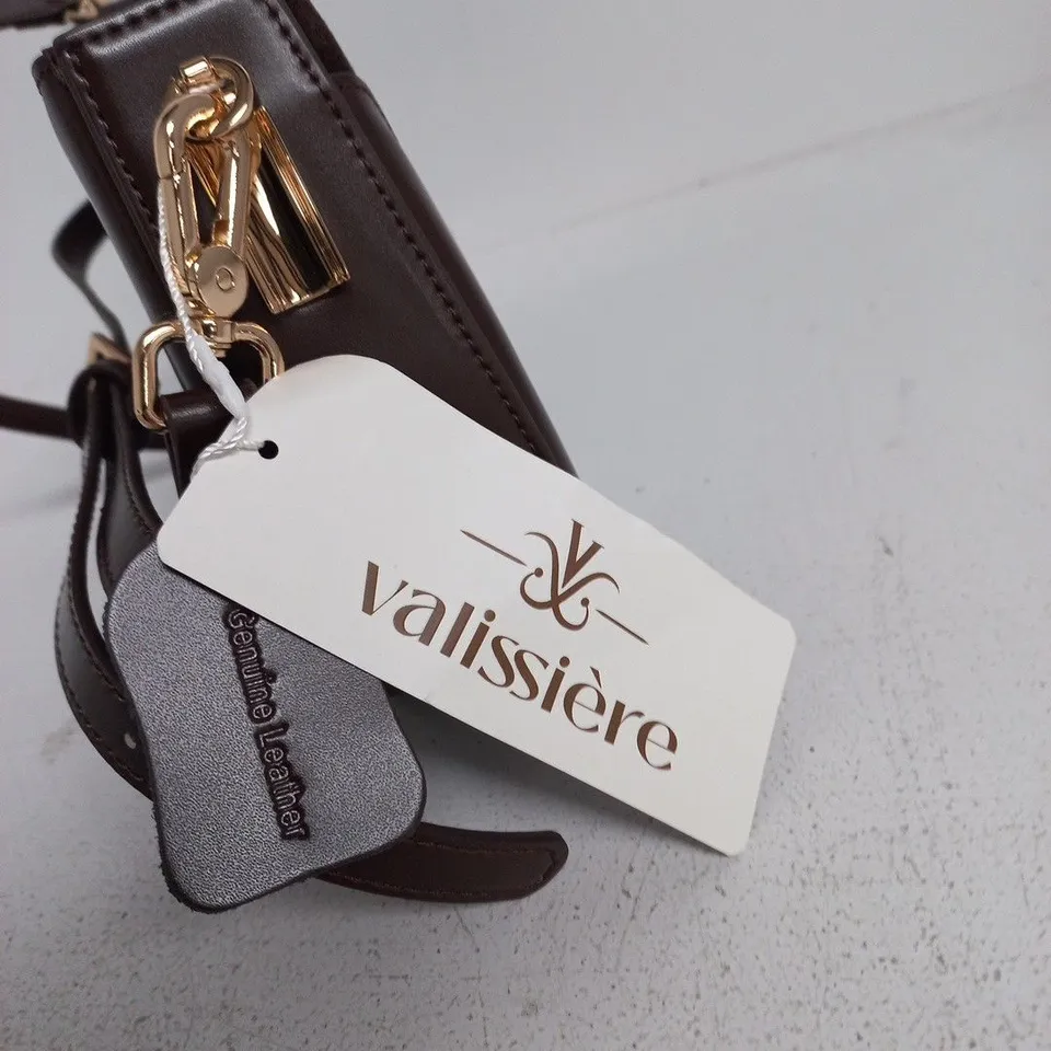 VALISURE BROWN LEATHER HANDBAG WITH GOLD HARDWARE