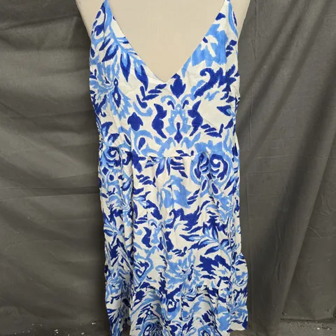 WALLIS SLEEVELESS MIDI DRESS IN BLUE MIX SIZE 16