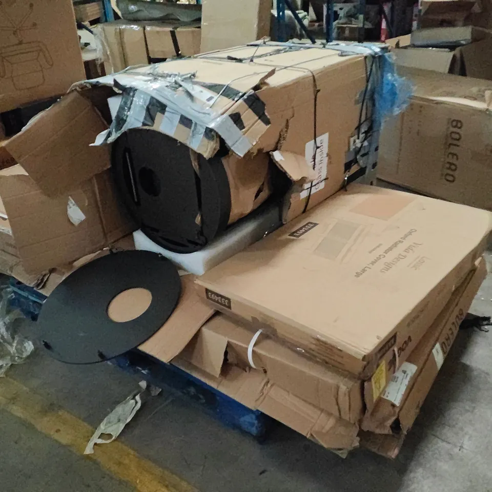 PALLET OF ASSORTED PRODUCTS TO INCLUDE; RADIATOR COVER,PATIO BOX, FOLDING TABLE