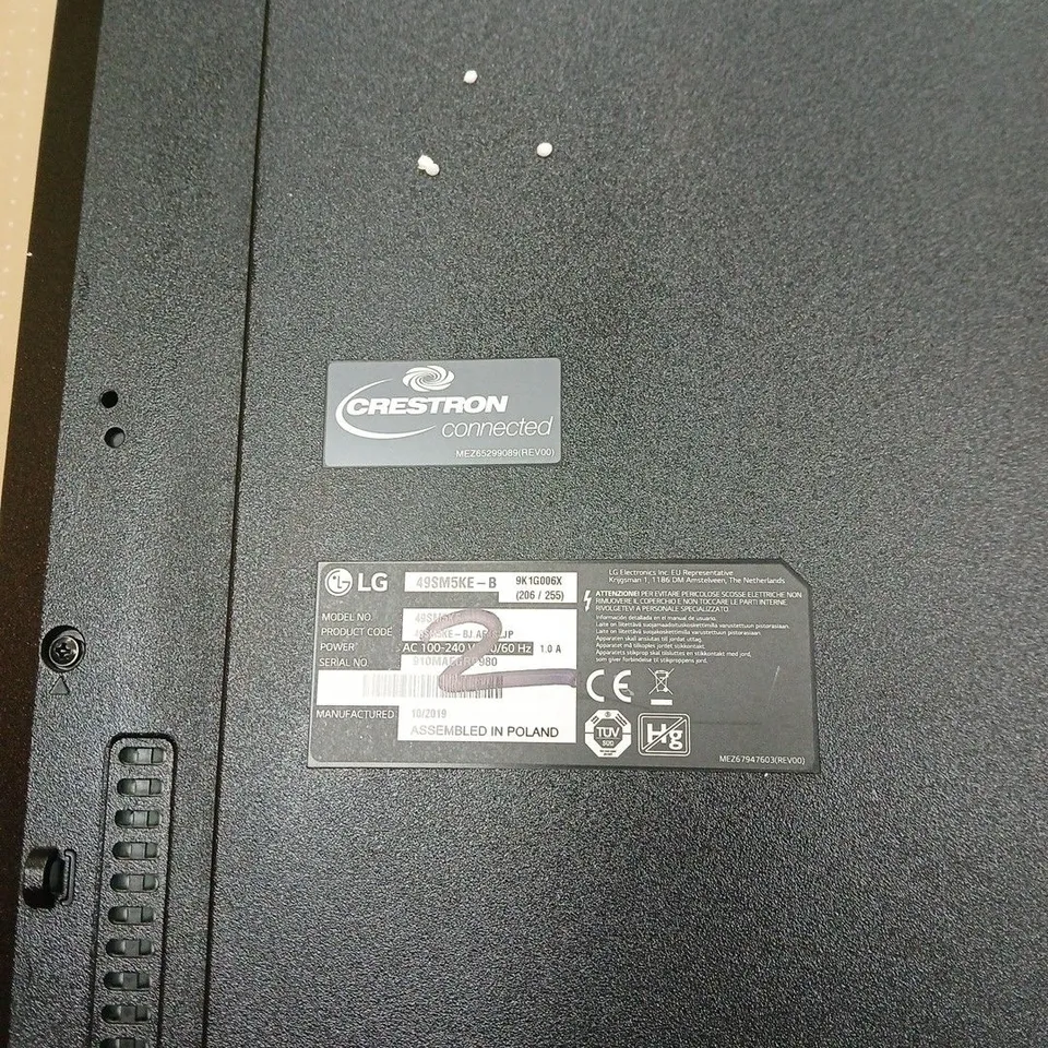 LG 49SM5KE-B 49-INCH COMMERCIAL DISPLAY – CRESTRON CONNECTED. BOXED. NO POWER SUPPLY OR ACCESSORIES.