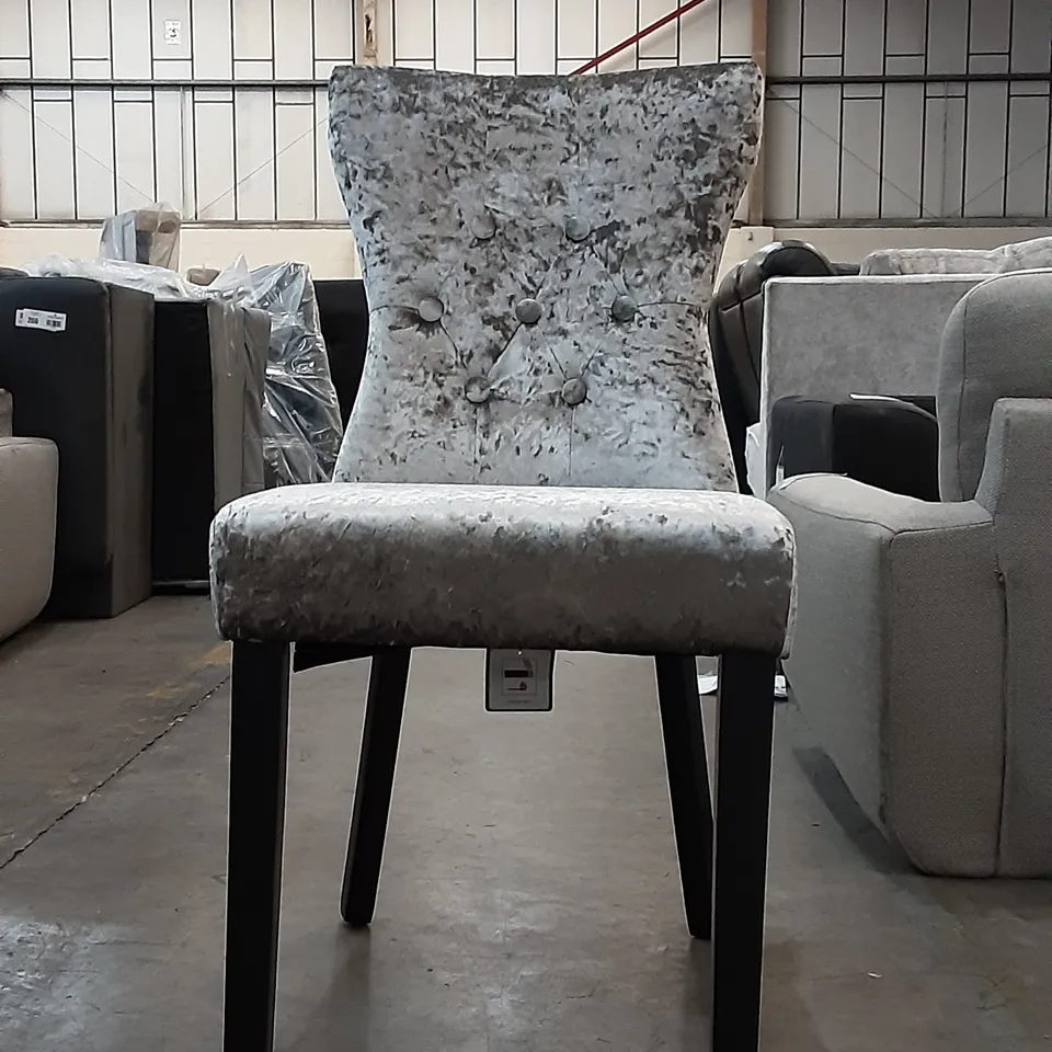 ONE CRUSHED VELVET DINING CHAIR WITH A STUDDED BORDER 