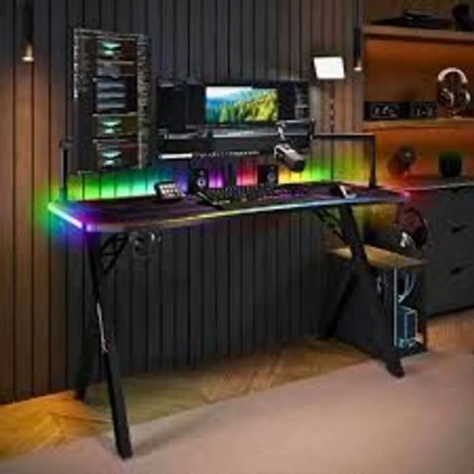 BOXED X ROCKER LUMIO XL RGB GAMING DESK WITH APP CONTROL - BLACK (1 BOX)