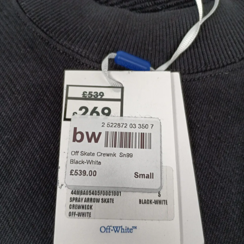 OFF-WHITE SPRAY ARROW SKATE CREWNECK – BLACK/WHITE, UK SMALL