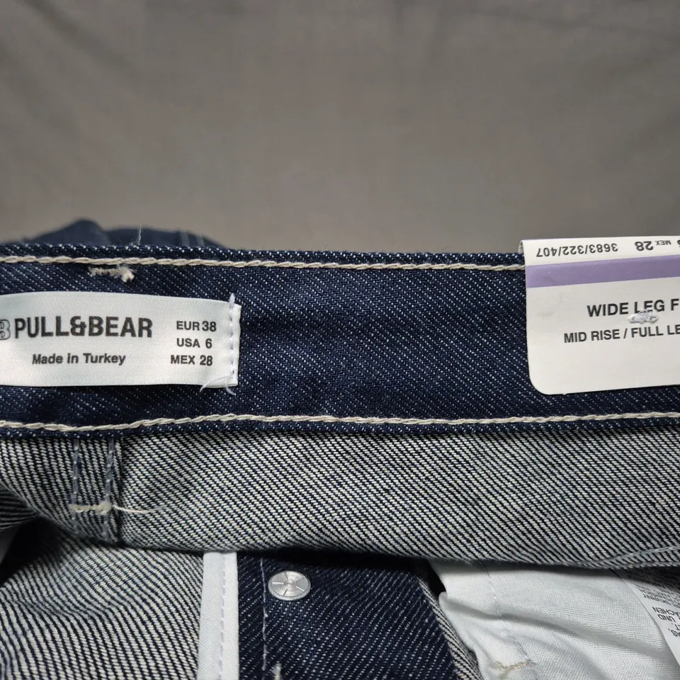 PULL&BEAR WIDE LEG JEANS – UK 10 (EUR 38) MID RISE, FULL LENGTH