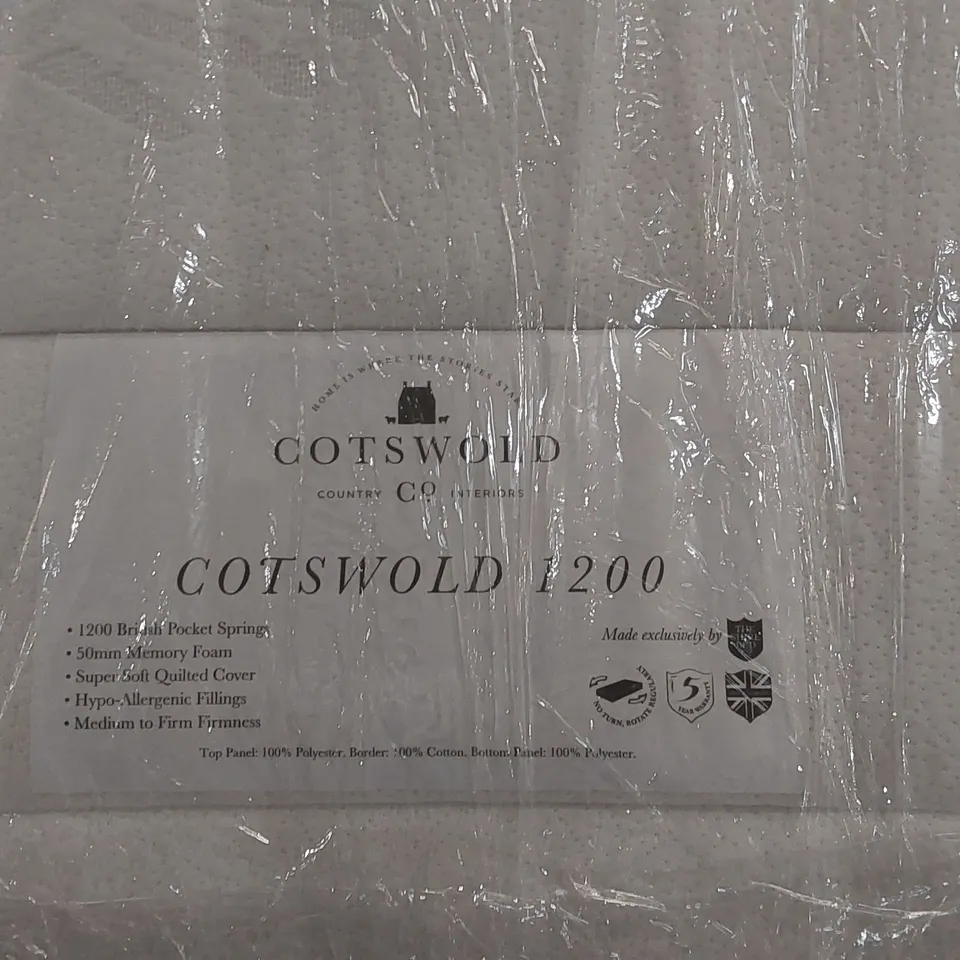 QUALITY BAGGED COTSWOLD 1200 POCKET SPRINGS MEMORY FOAM HYBRID 5' KING SIZE MATTRESS 