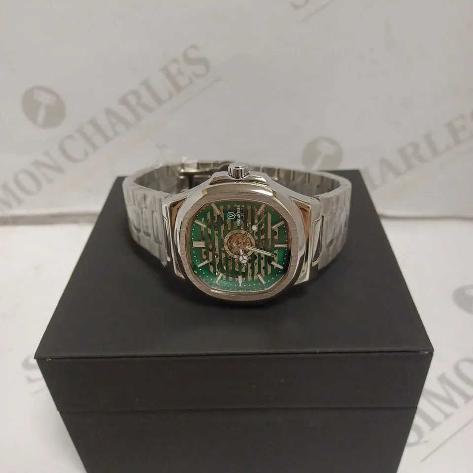 MENS VONLANTHEN AUTOMATIC WATCH – SKELETON DIAL – STAINLESS STEEL STRAP – GLASS EXHIBITION BACK CASE – NEW IN BOX