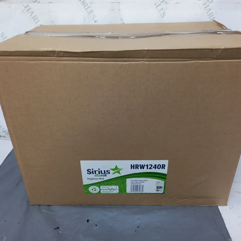 12 BOXED SIRIUS ECOROLL WHITE HYGIENE ROLLS