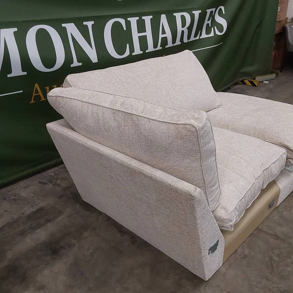 DESIGNER FABRIC UPHOLSTERED CHAISE SOFA PART WITH CUSHIONS - INCOMPLETE SOFA PIECE