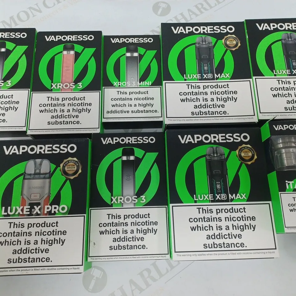 LOT OF 12 ASSORTED VAPORESSO C-CIGARETTES AND PARTS 