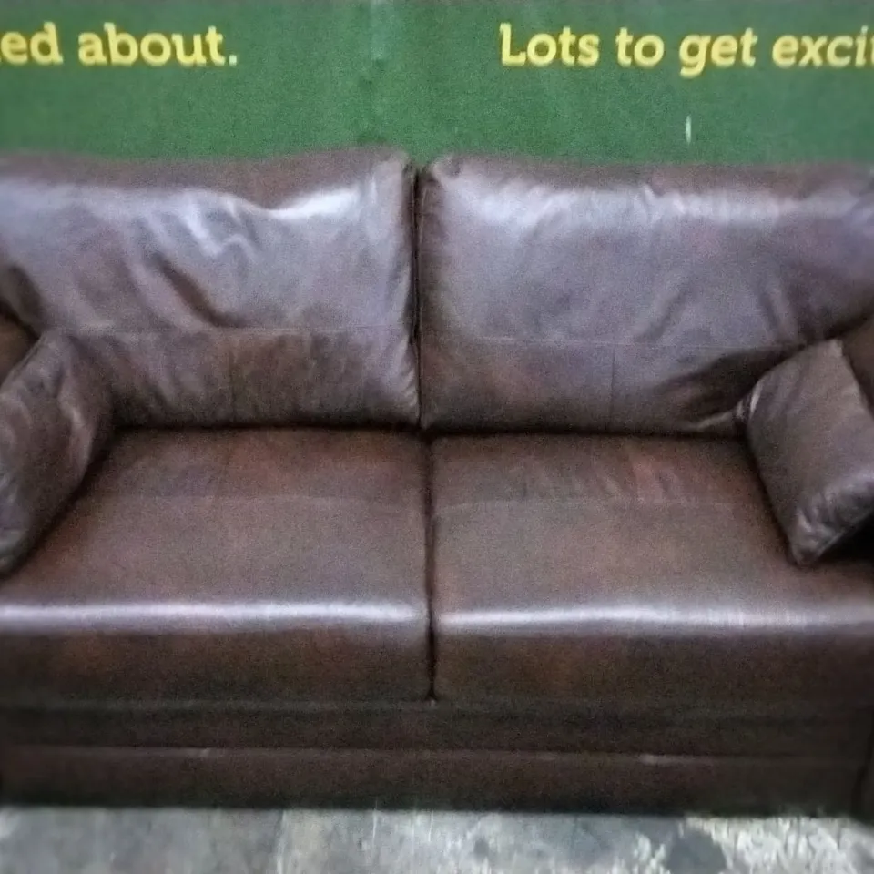 DESIGNER BROWN FAUX LEATHER TWO SEATER SOFA