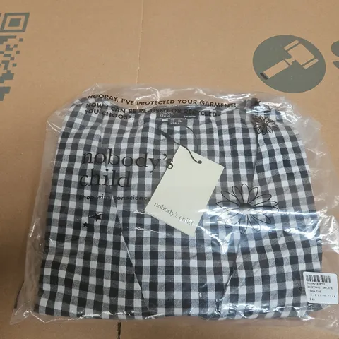 NOBODY'S CHILD TESSA TOP – BLACK & WHITE GINGHAM, UK 12 (EU 40, USA 8)