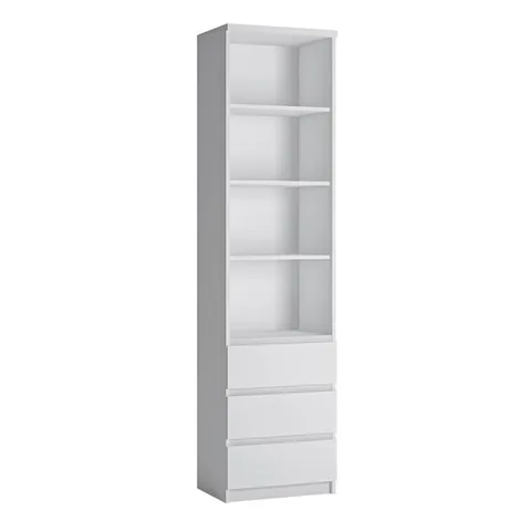 BOXED FRIBO TALL NARROW 3 DRAWER BOOKCASE (2 BOXES)