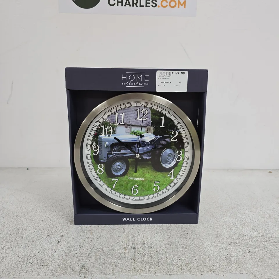 HOME COLLECTIONS FERGUSON WALL CLOCK GREY TRACTOR