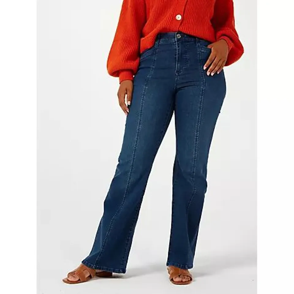 MARLAWYNNE DENIM SEAMED FLARED LEG JEAN PETITE