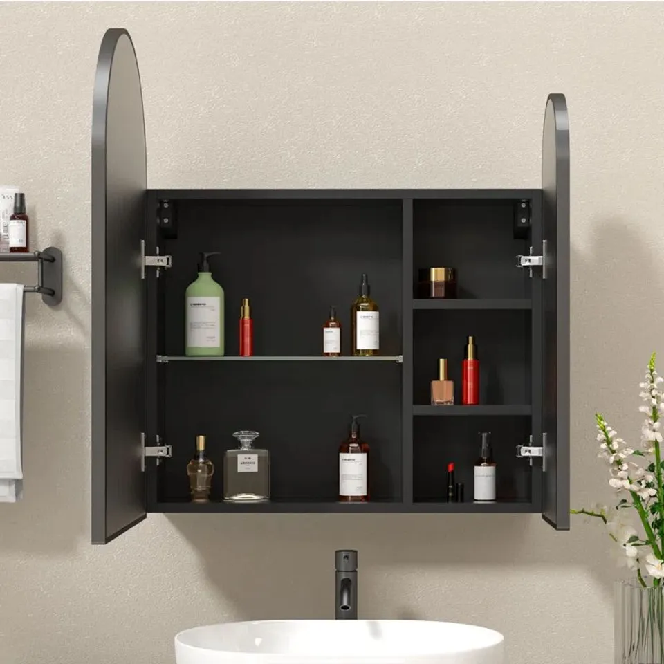 BOXED ADAU 610MM W 700MM H FRAMELESS MEDICINE CABINET MIRROR 5 FIXED