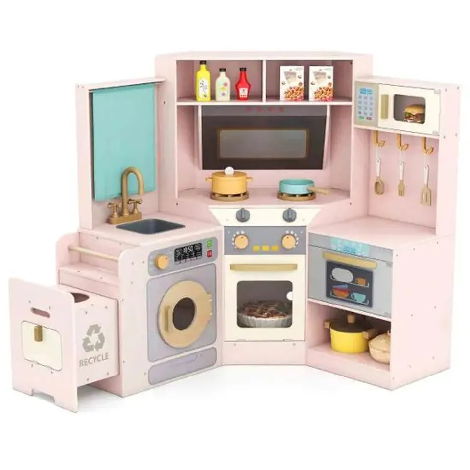 BOXED COSTWAY PINK CORNER KITCHEN PLAYSET TRASH