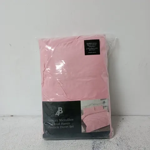 4BTEX SUPER KING LUXURY MICROFIBRE CLOUD HAVEN PINTUCK DUVET SET PINK