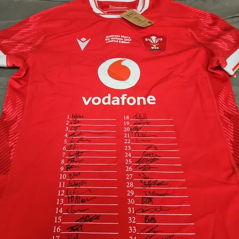 WALES RUGBY UNION 24/25 SLIM FIT JERSEY - SIGNED - SIZ XL