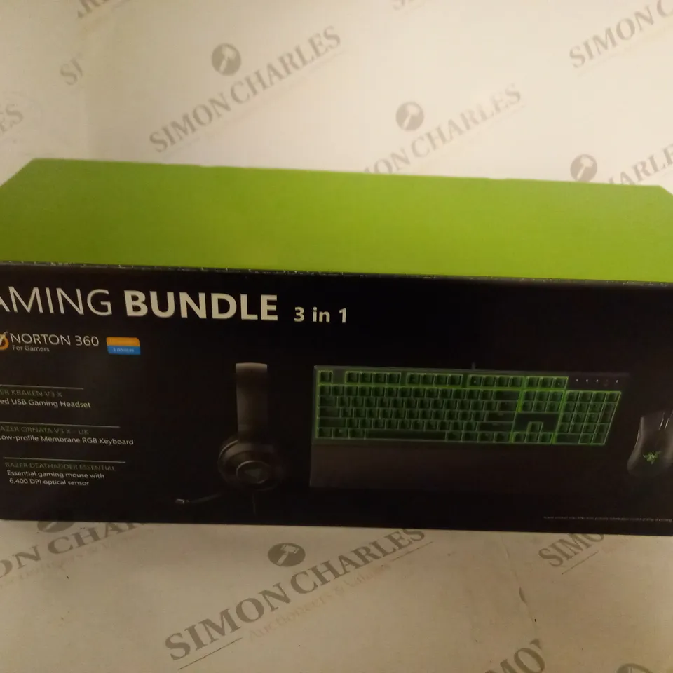 BRAND NEW BOXED RAZER GAMING BUNDLE 3 IN 1 USB GAMING HEADSET, MEMBRANCE RGB KEYBOARD AND ESSENTIAL GAMING MOUSE