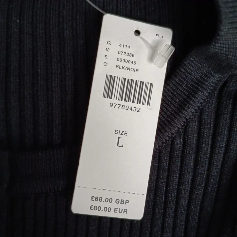 ANTHROPOLOGIE WOMEN'S KNIT CARDIGAN – BLACK, RIBBED KNIT, BUTTON-FRONT, SIZE L