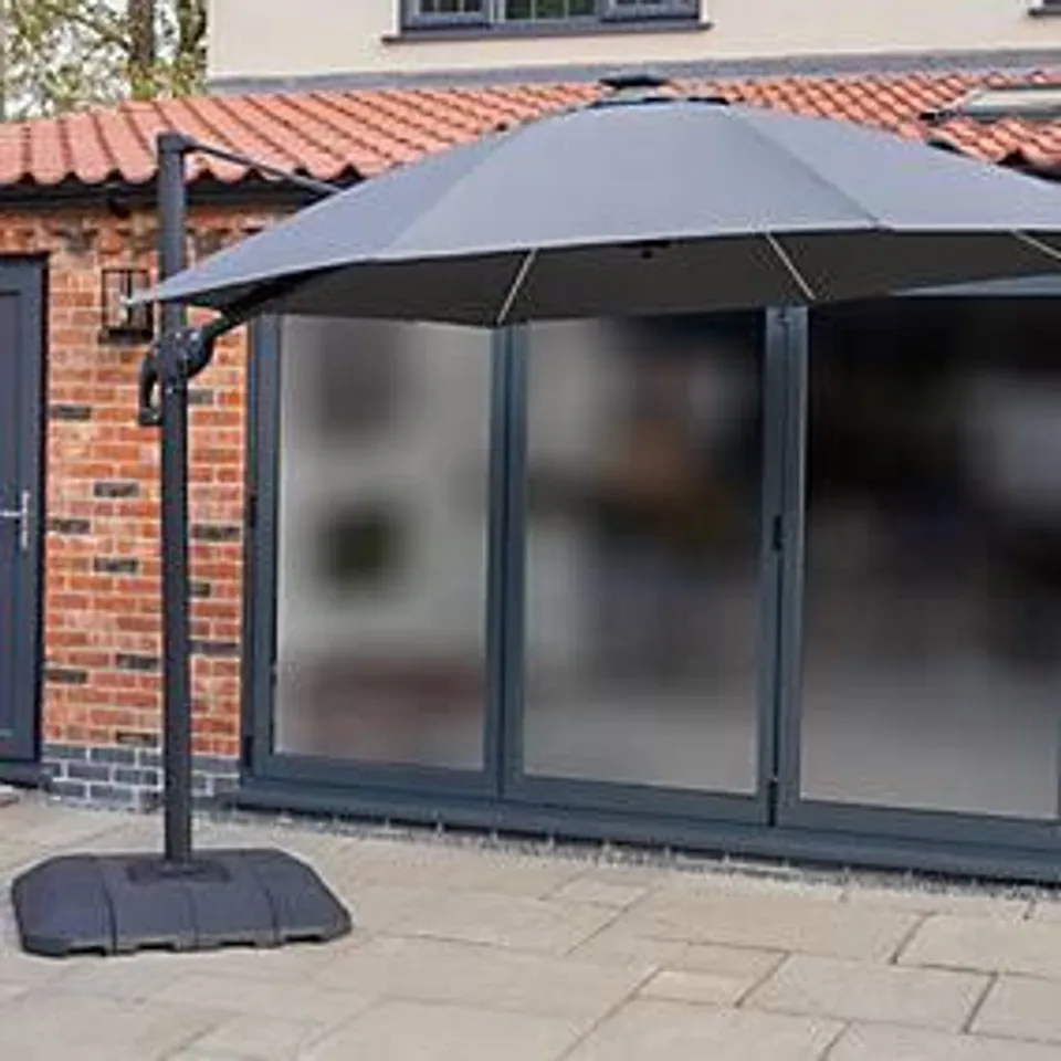 BOXED NORFOLK LEISURE ONE BOX 3M DARK GREY CANTILEVER PARASOL
