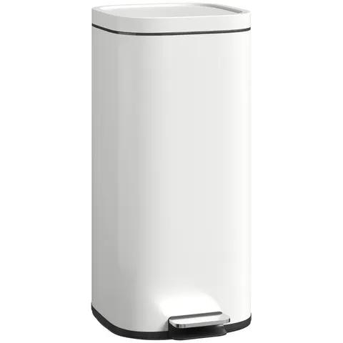 BOXED HOMCOM 30L KITCHEN BIN, COMPACT PEDAL BIN WITH SOFT-CLOSE AND STAY-OPEN LID, REMOVABLE BUCKET FOR KITCHEN, HOME, OFFICE, CREAM