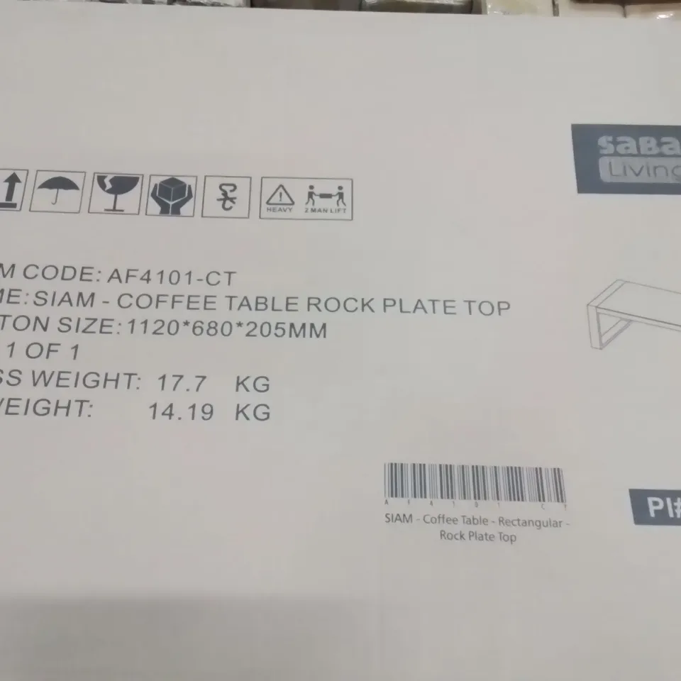 BOXED SIAM RECTANGULAR COFFEE TABLE ROCK PLATE TOP