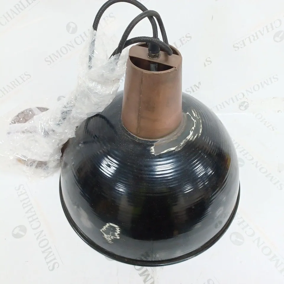 BOXED CG SPARKS BRISTOL WHEELER PENDANT LIGHT IN BLACK/COPPER WITH DISTRESS FINISH