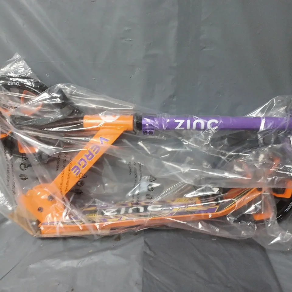 BOXED ZINZ BIG WHEELED FOLDING VERGE SCOOTER (ORANGE & PURPLE)