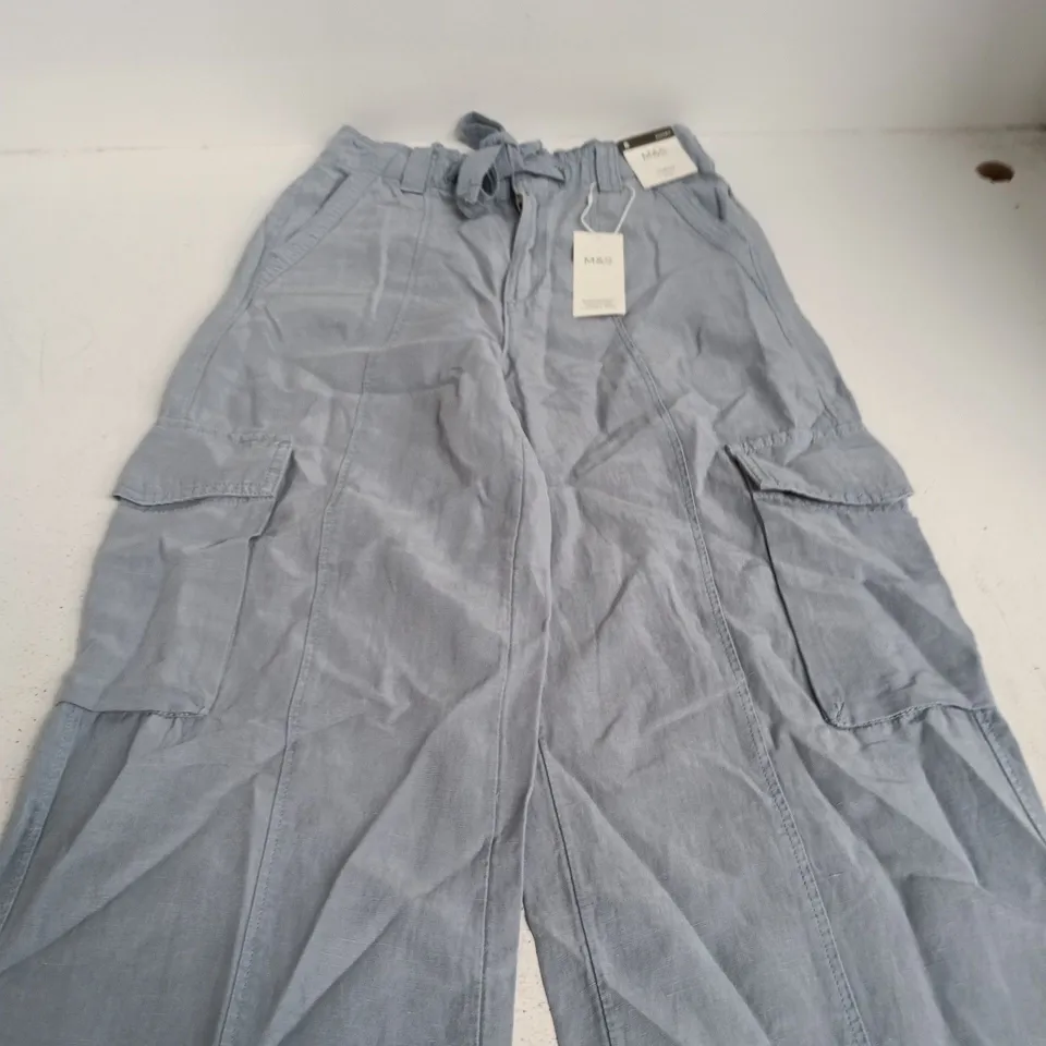M&S CARGO WIDE TROUSERS, UK 8 SHORT – LIGHT BLUE