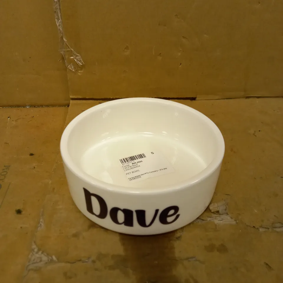 LARGE PERSONALISED PET BOWL 'DAVE' RRP £24.99