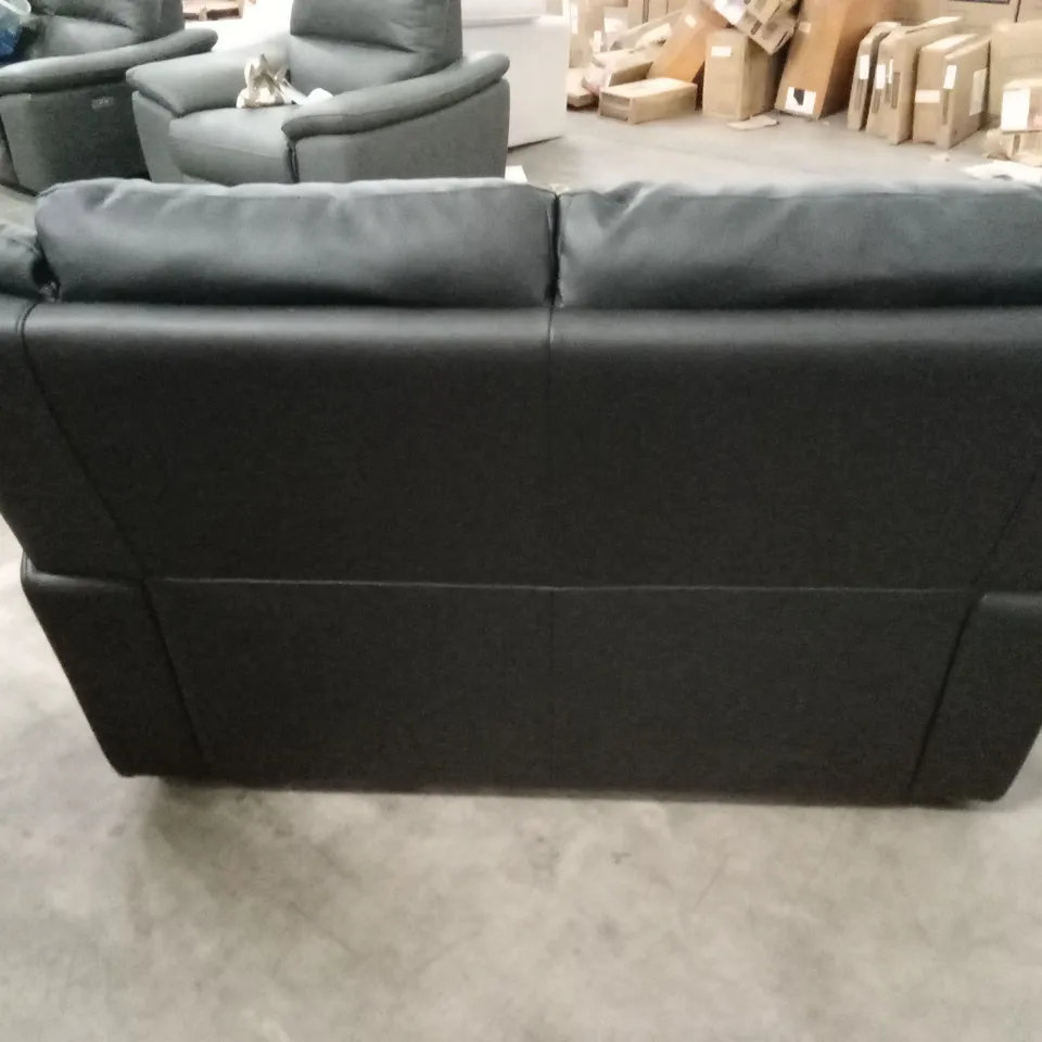 ALBION LUXURY FAUX LEATHER HIGH BACK 2 SEATER SOFA - BLACK RRP £519