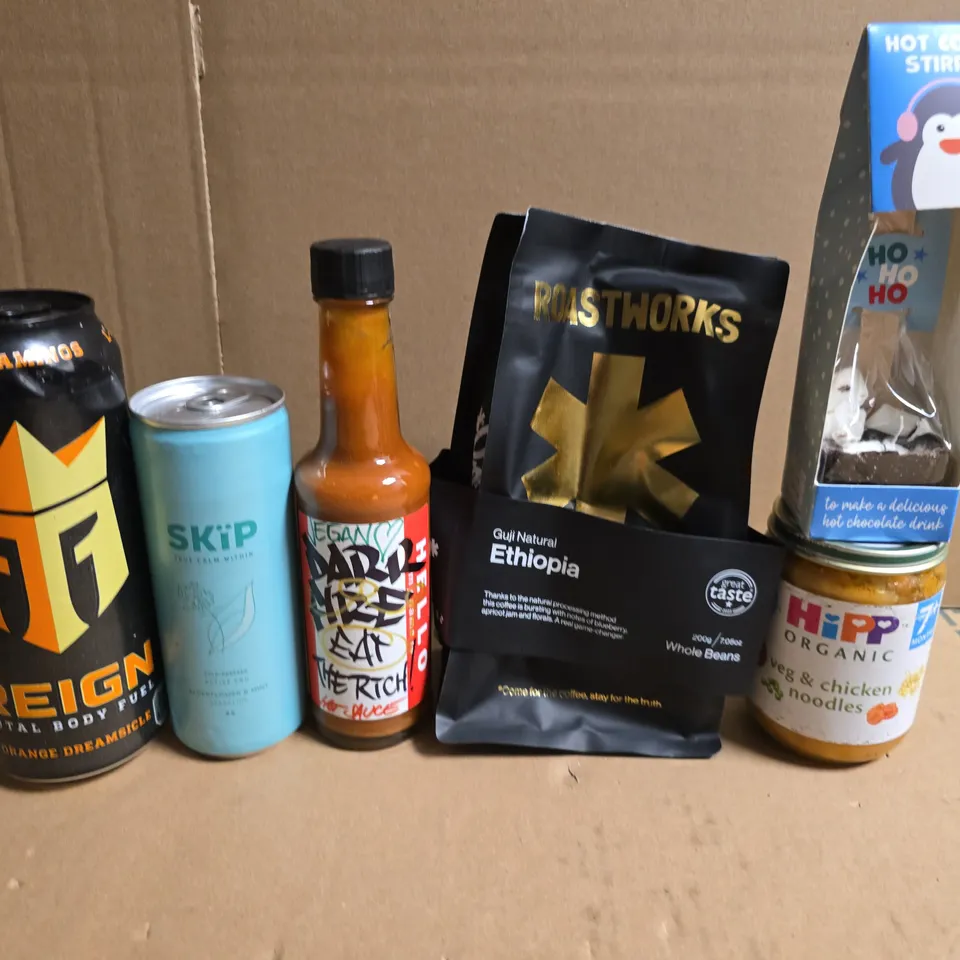 APPROXIMATELY 5 ASSORTED FOOD ITEMS TO INCLUDE - BABY FOOD, HOT COCOA STIRRER AND SKIP