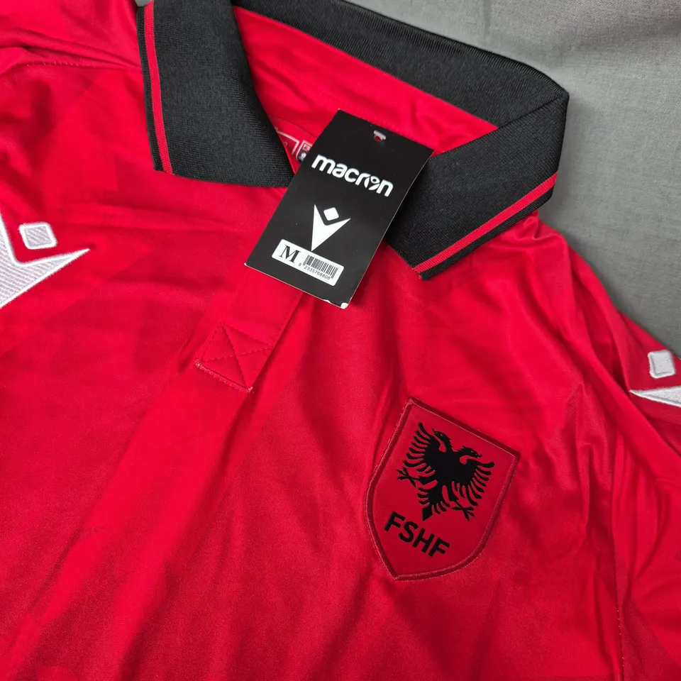 MACRON ALBANIAN NATION TEAM FOOTBALL JERSEY IN RED - MEDIUM