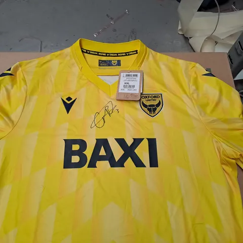 OXFORD UNITED SIGNED FOOTBALL SHIRT - YELLOW - SIZE XXL