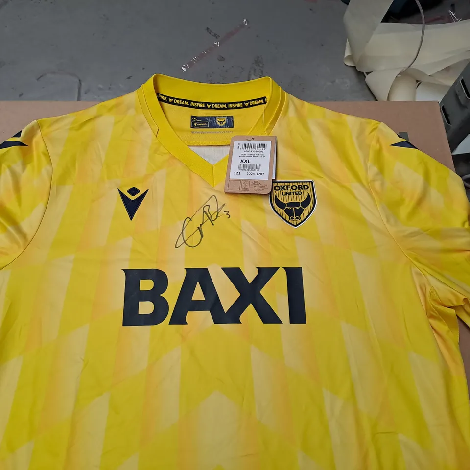OXFORD UNITED SIGNED FOOTBALL SHIRT - YELLOW - SIZE XXL