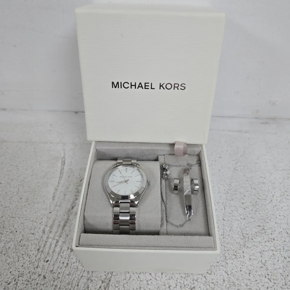 BOXED MICHAEL KORS WOMEN'S SLIM RUNWAY WATCH GIFT SET